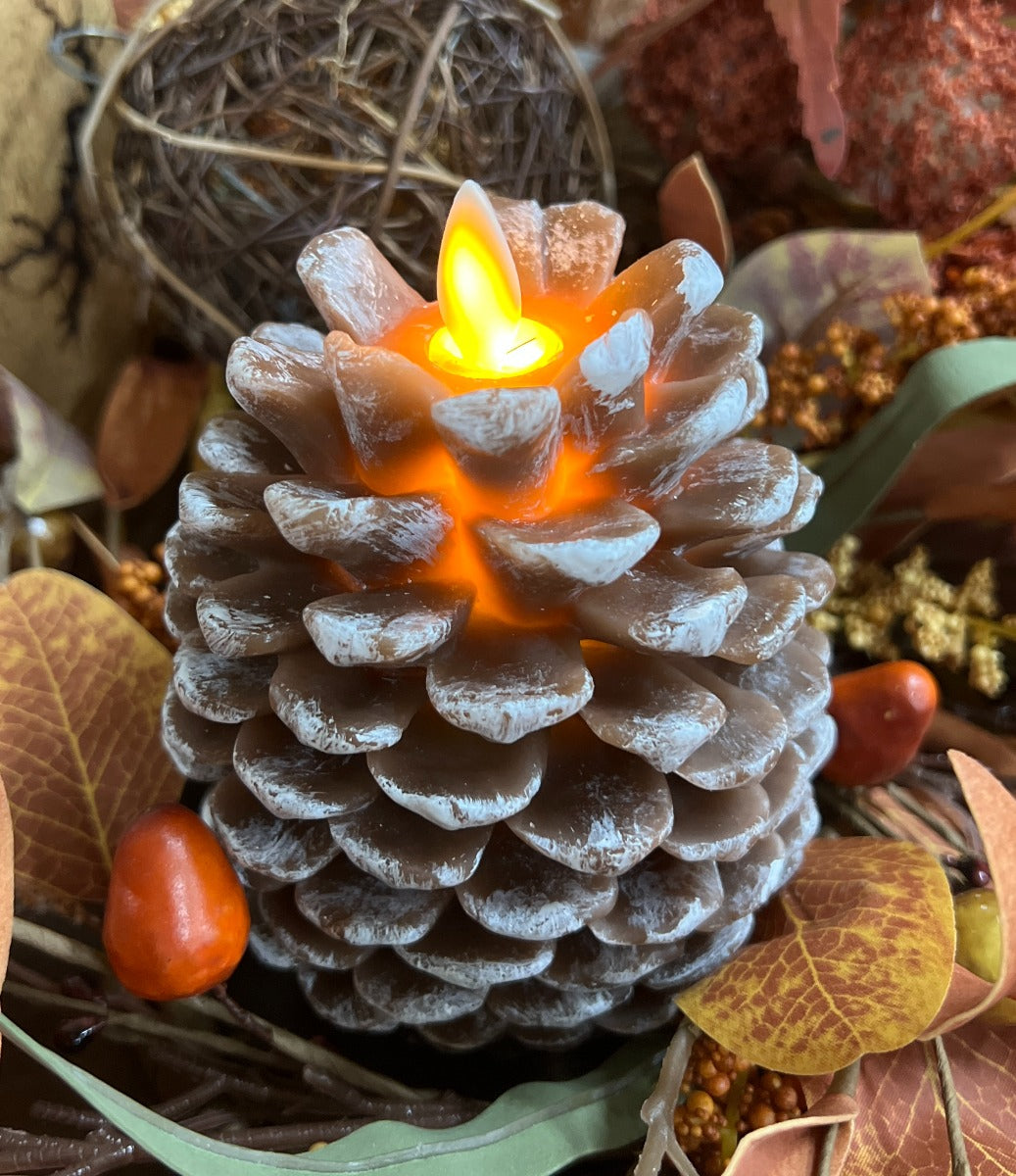 Pine Cone Moving Flame LED Candle