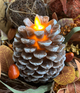 Pine Cone Moving Flame LED Candle