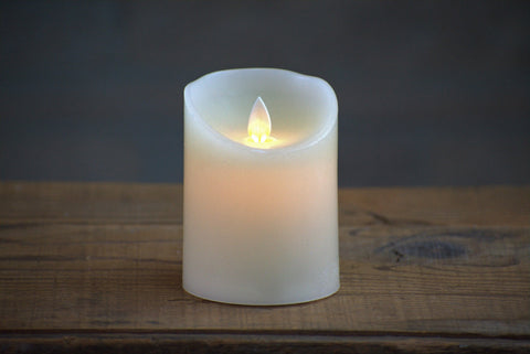 Cream Non Drip Moving Flame Pillar - 4"