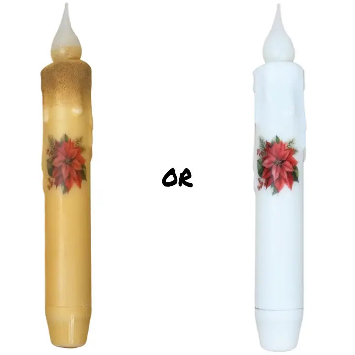 Poinsettia Taper Candle - White