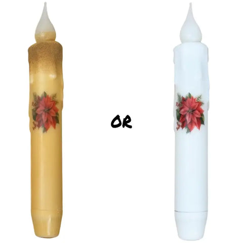 Poinsettia Taper Candle - White