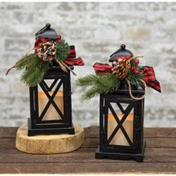 Metal Holiday LED Timer Lantern 2 Pack