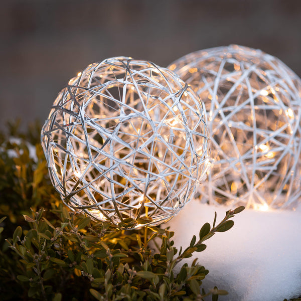 Lighted Silver Hanging Globe  - Large