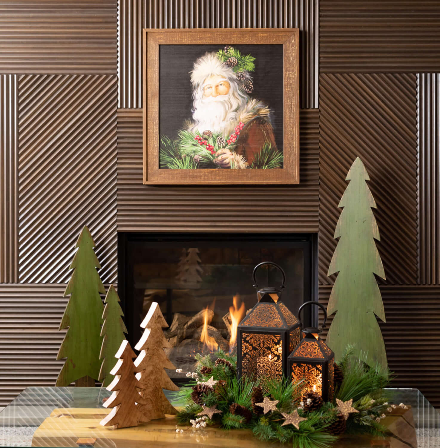 Framed Pine Santa Wall Decor ( In Store Only )