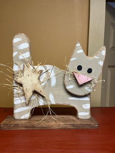 Wooden Tabby Cat