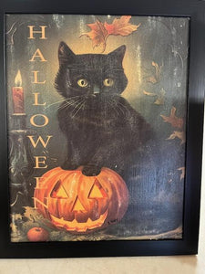 Primitive Kitten with a Pumpkin - Print