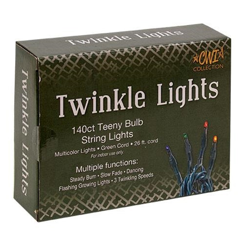 Twinkle Lights - Multicolor - Green Cord - 140 ct.