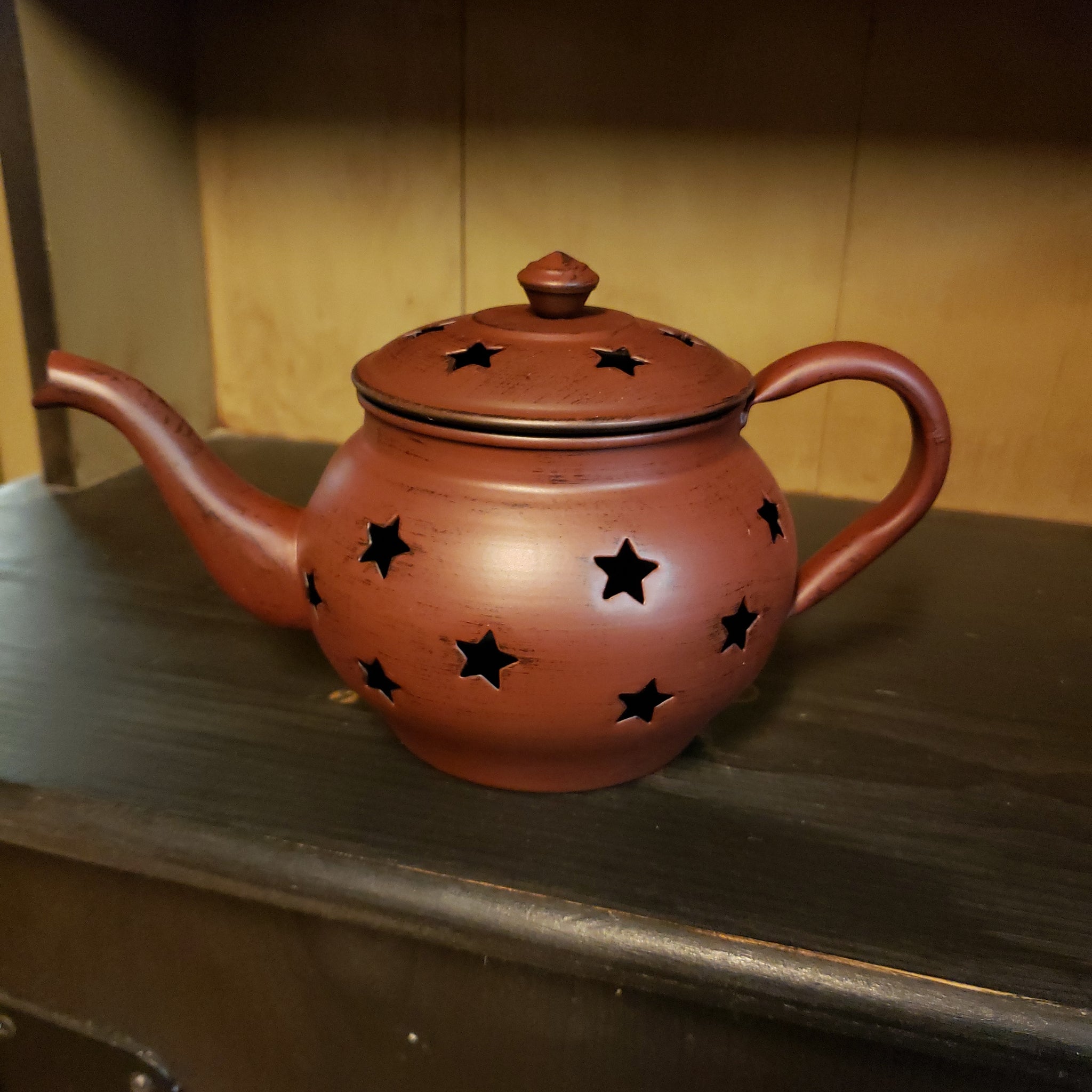 Red Tea Pot Tea Lite Holder