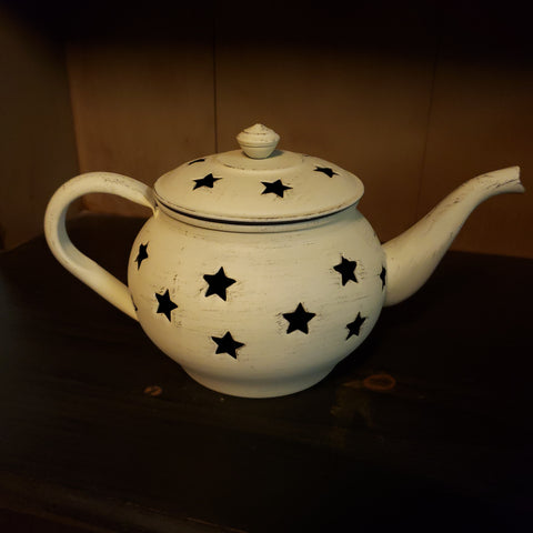 White Tea Pot Tea Lit Holder