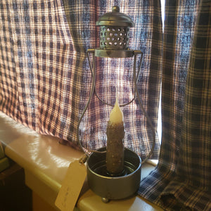 Silver Metal Lantern With Remote Candlestick
