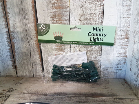 Mini Country Light Strand - 10 Lights, Green Cord