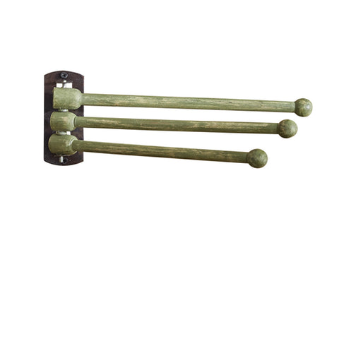 3 PRONG WOOD TOWEL RACK - GREEN