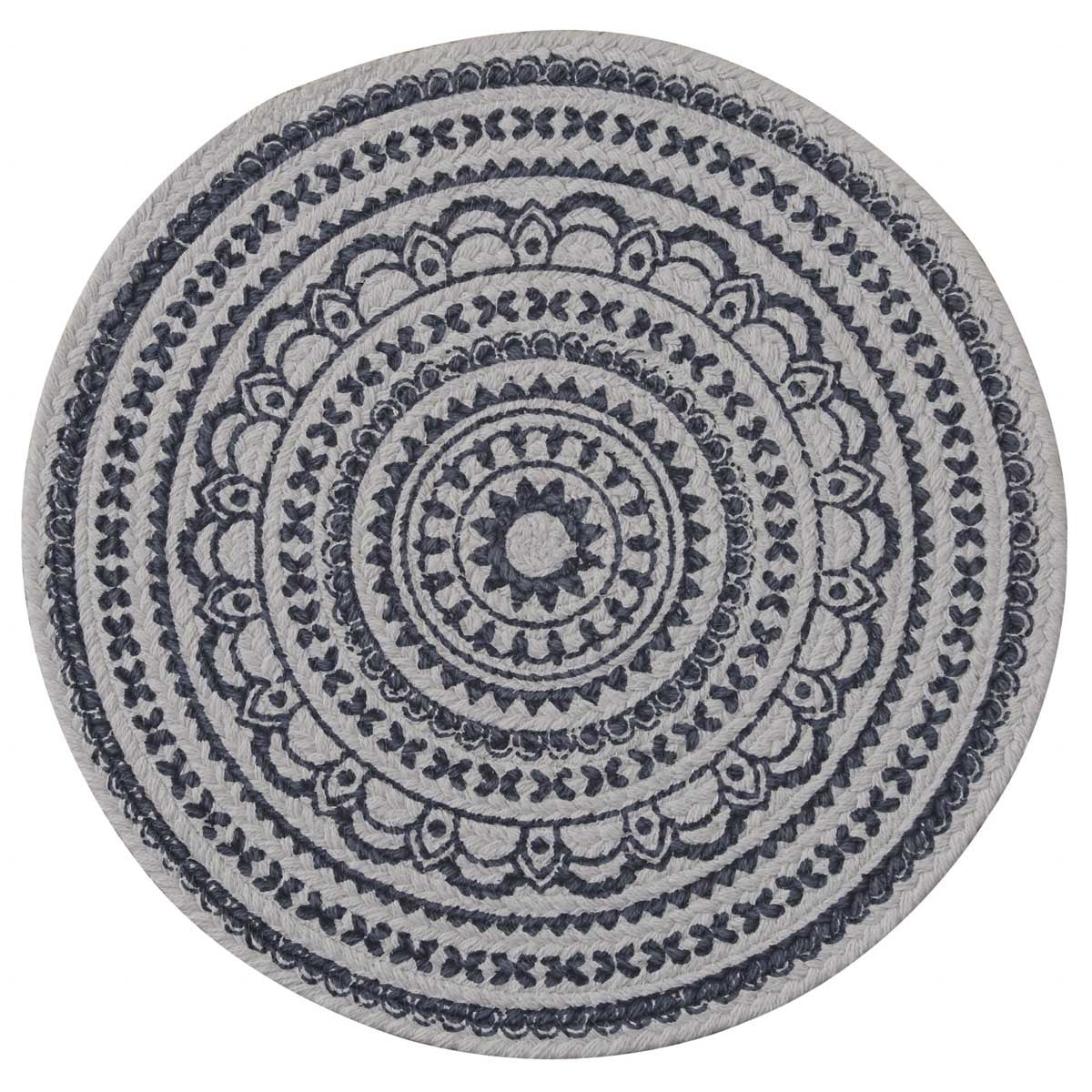 Zuri Medallion Printed Round Placemat - Navy