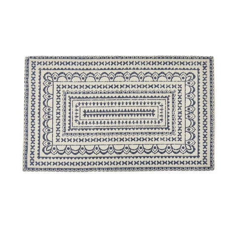 ZURI MEDALLION PRINTED RUG - NAVY