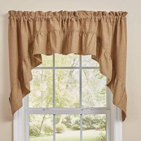 Sturbridge Ticking Ruffled Swag - Wine