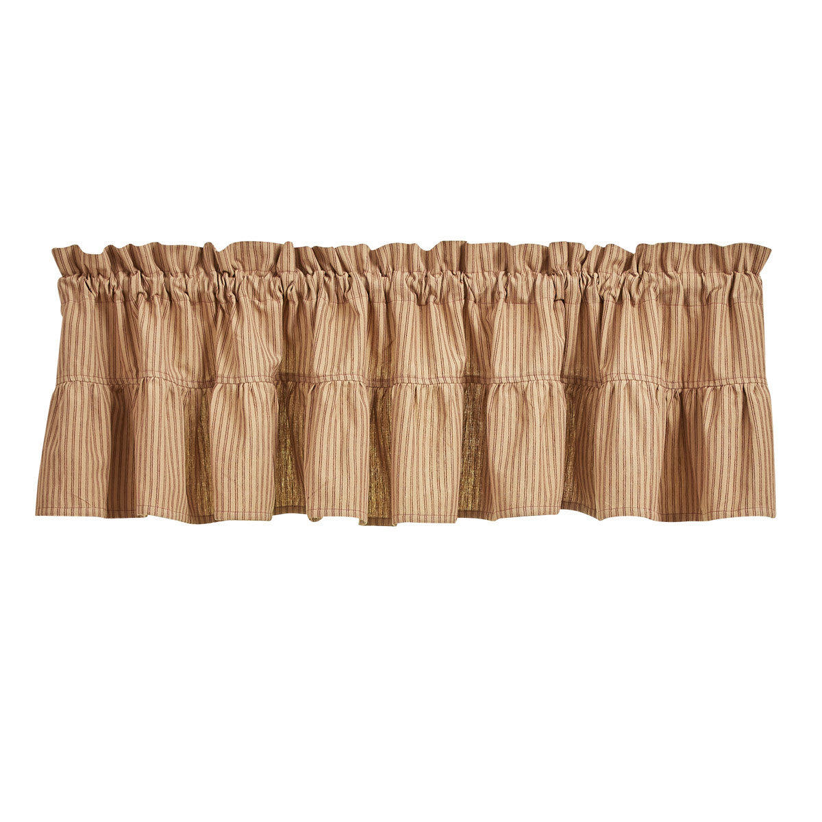 Sturbridge Ticking Ruffled Valance - Wine - 14"