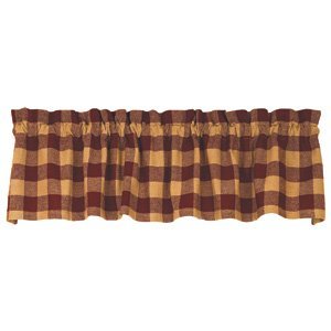 Barn Red Check Cotton Burlap Valance