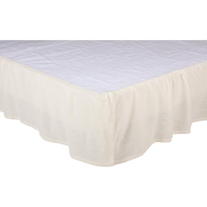 Burlap Antique White Ruffled King Bed Skirt