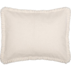 Burlap Antique White Standard Sham w/ Fringed Ruffle