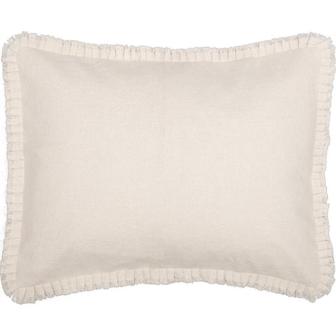 Burlap Antique White Standard Sham w/ Fringed Ruffle