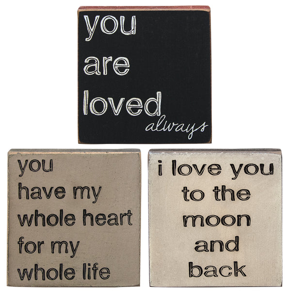 4" Square Sign - MOON - LOVE- HEART