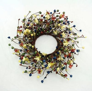 Mixed Berry  and Flowers Wreath - Medium - 15"