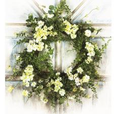 Twig Wreath with Light Yellow Flowers - Large