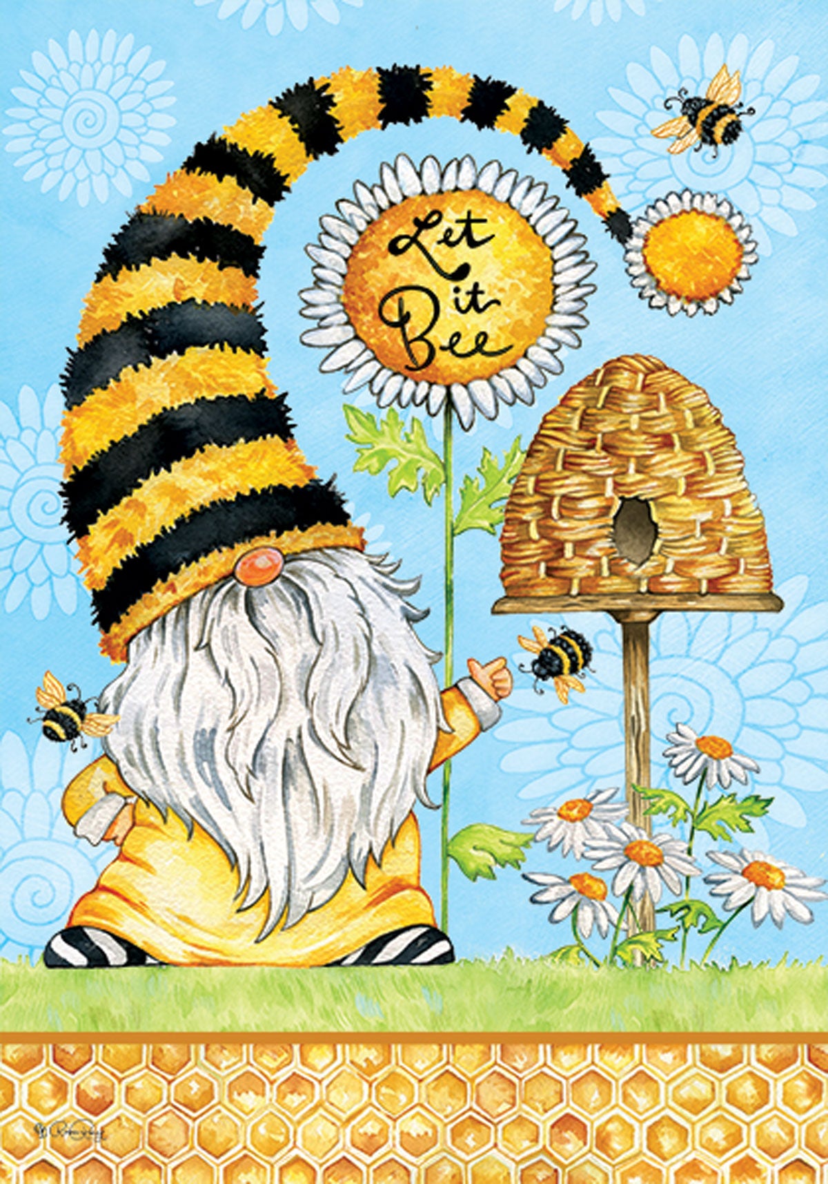 Gnome and Bees-Flag by Ronnie Rooney