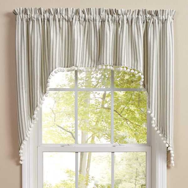 Gray Ticking Valance - 14"