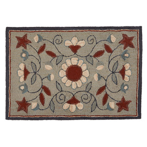 Gray Floral Hooked Rug - 36"