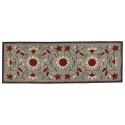 Gray Floral Hooked Rug Runner 2x6