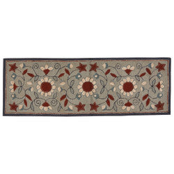 Gray Floral Hooked Rug Runner 2x6