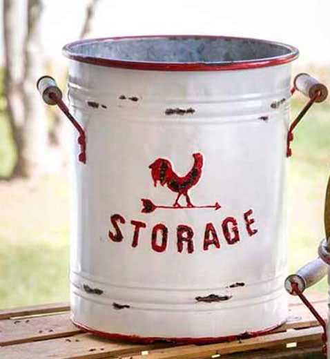 White and Red Storage Tins with Handles