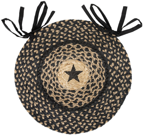 Braided Black Star Jute Chair Pad