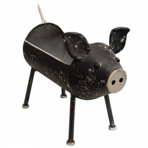 Distressed Black Pig Planter