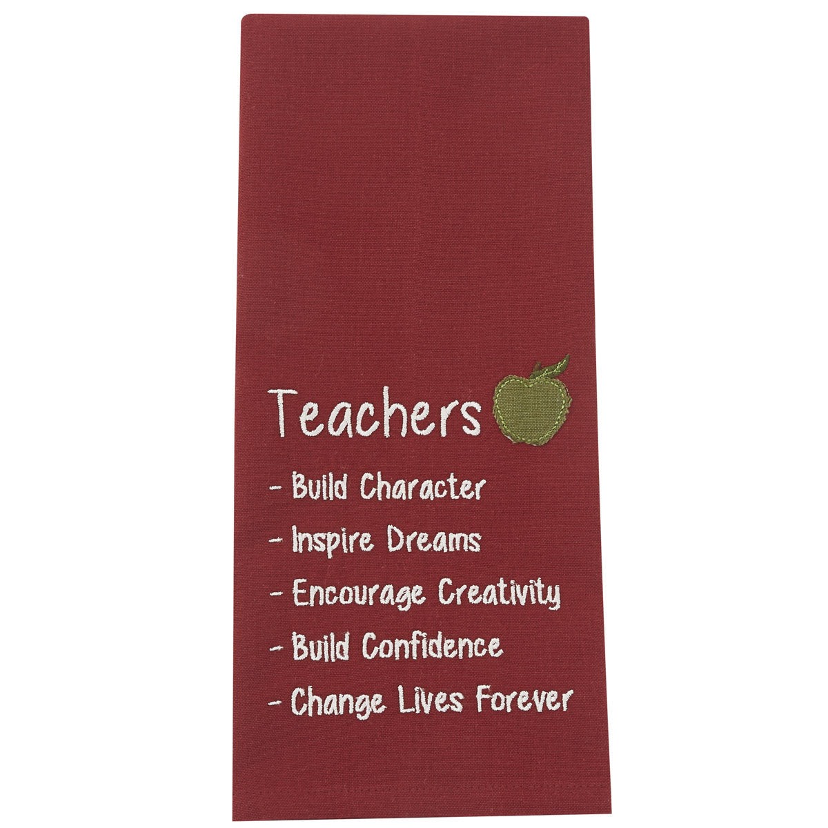 TEACHERS APPLE EMBROIDERED APPLIQUE DISHTOWEL