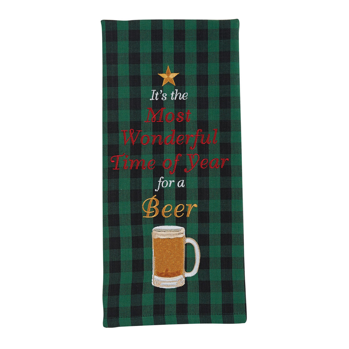 TIME FOR A BEER EMBROIDERED DISHTOWEL
