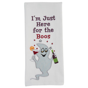 HERE FOR THE BOOS EMBROIDERED DISHTOWEL