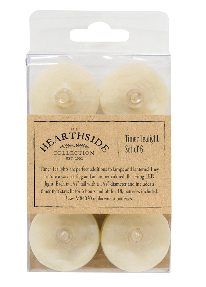6 PACK IVORY TIMER TEALIGHTS