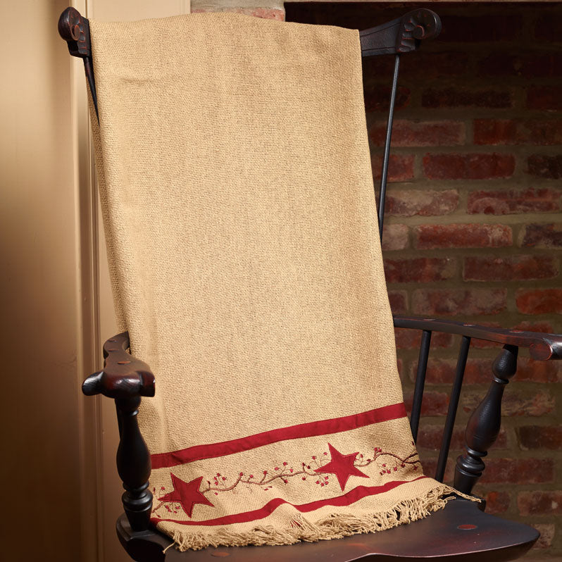 Primitive Star Vine Cotton Burlap Throw