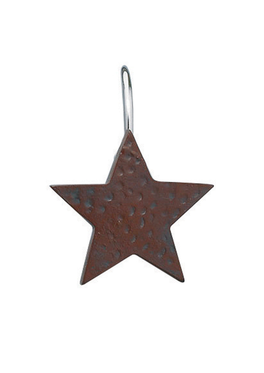 STAR SHOWER CURTAIN HOOKS - RED