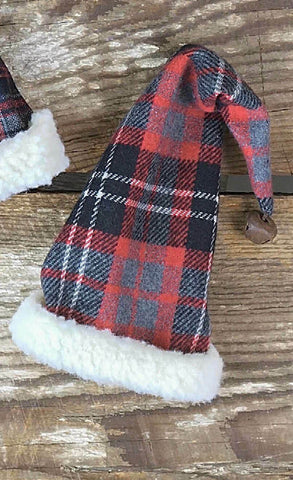 Plaid Stocking Hat Tree Topper/Wine Bottle Topper
