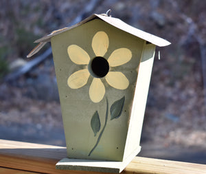 Painted Flower Birdhouse (Green)