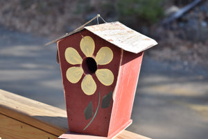 Painted Flower Birdhouse (Red)