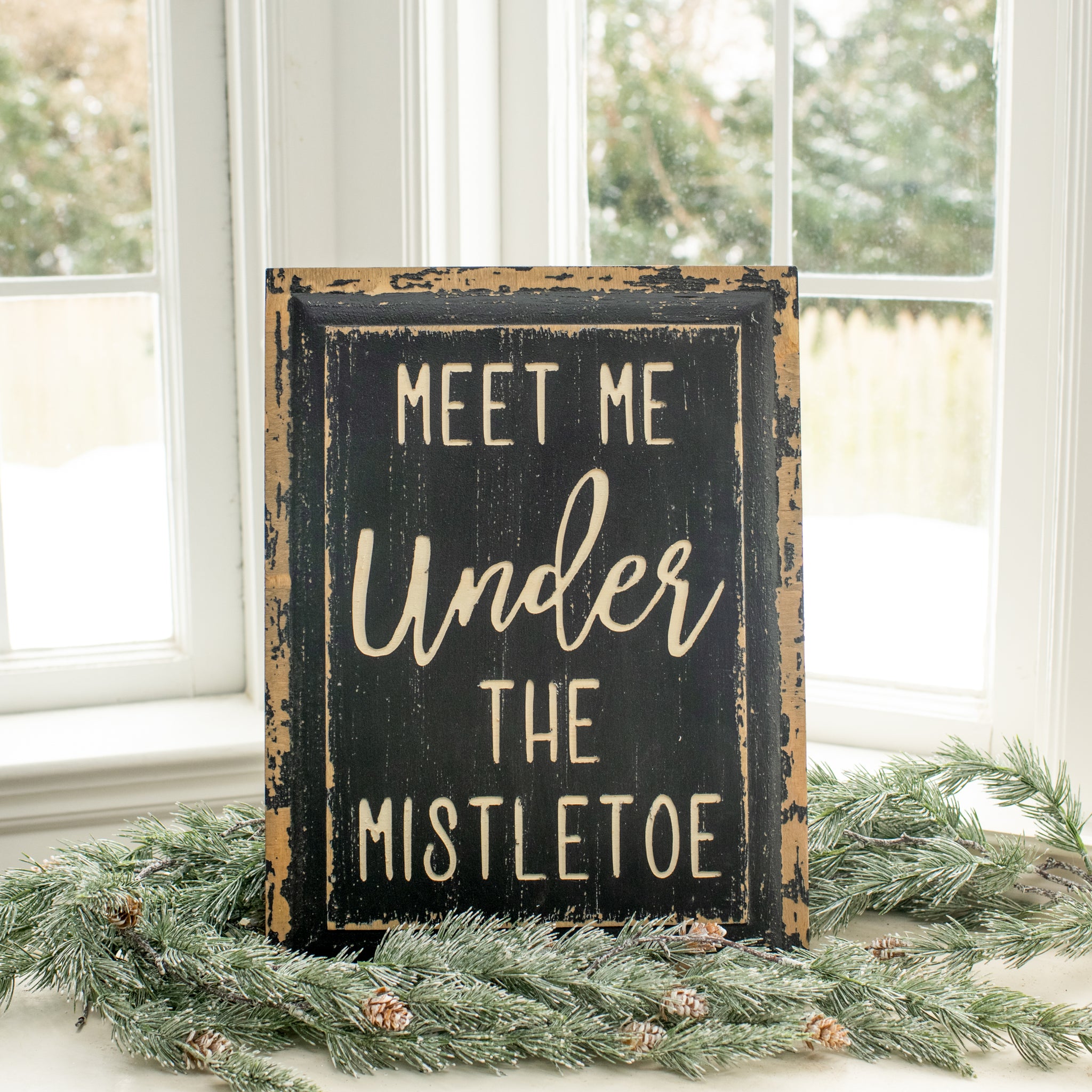 MISTLETOE WOOD PLAQUE