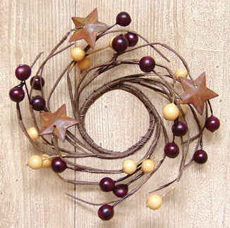 2" Burgundy & Gold Berry Ring w/Stars