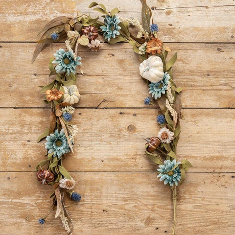 Mixed Daisy & Pumpkin Garland - 5 Ft.