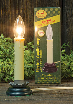 5" White Country Candle Lamp w/Non Flicker 7W Bulb