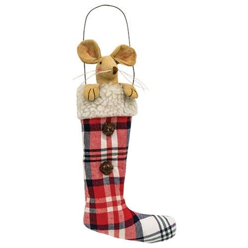 Crimson Plaid Mouse Stocking