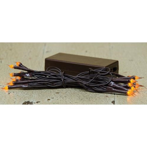 Amber Mini Lights, Brown Cord, 20 Lights
